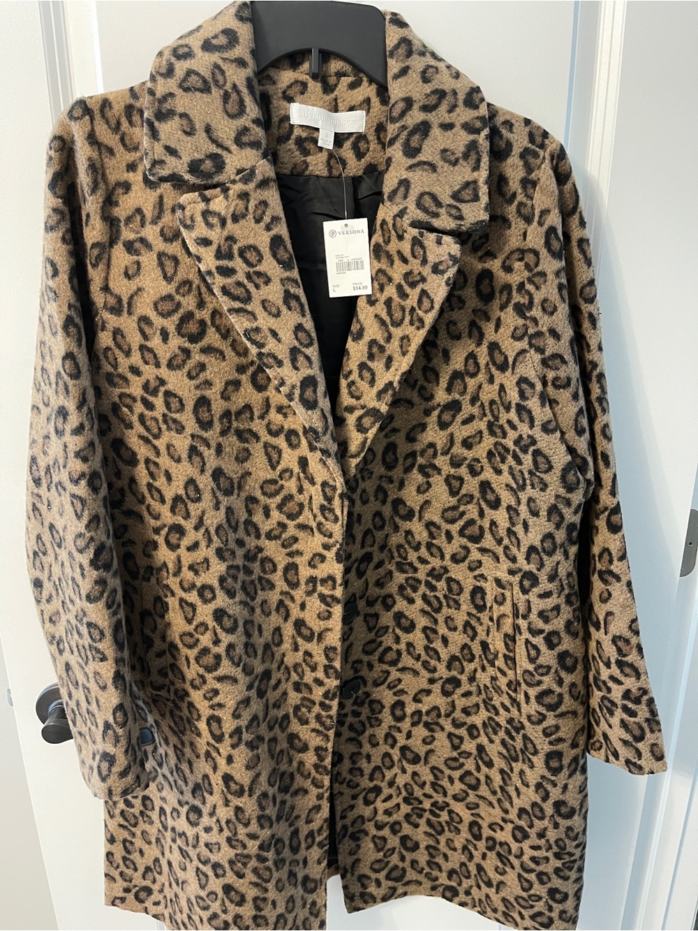 NWT Adyson Parker Versona Leopard Print Long Coat Blazer Size L